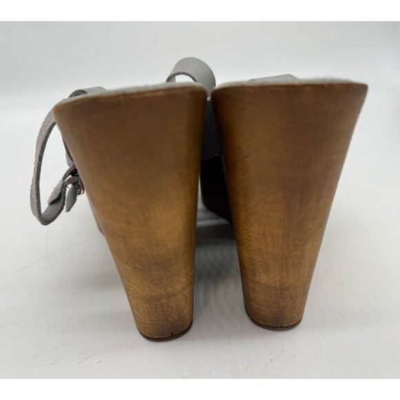 Steve Madden Womens Suede Platform Wedge Sandals Size 8 Grey Crisscross Strap - Picture 11 of 12